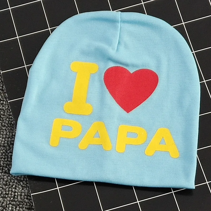 1 шт., Детская Хлопковая Шапка-бини I LOVE PAPA/MAMA, милая теплая шапка с буквенным принтом для новорожденных детей, детская Шапка-бини s - Цвет: 12