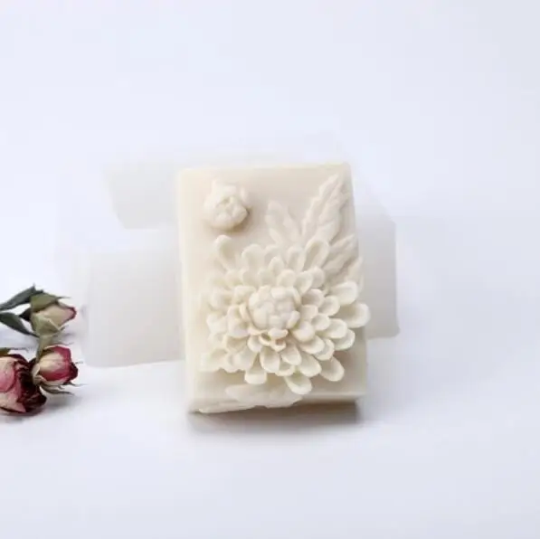 

Silicone molds soap mold Rectangular chrysanthemum silicone soap molds 3d relief silica gel die handmade flowers Aroma stone