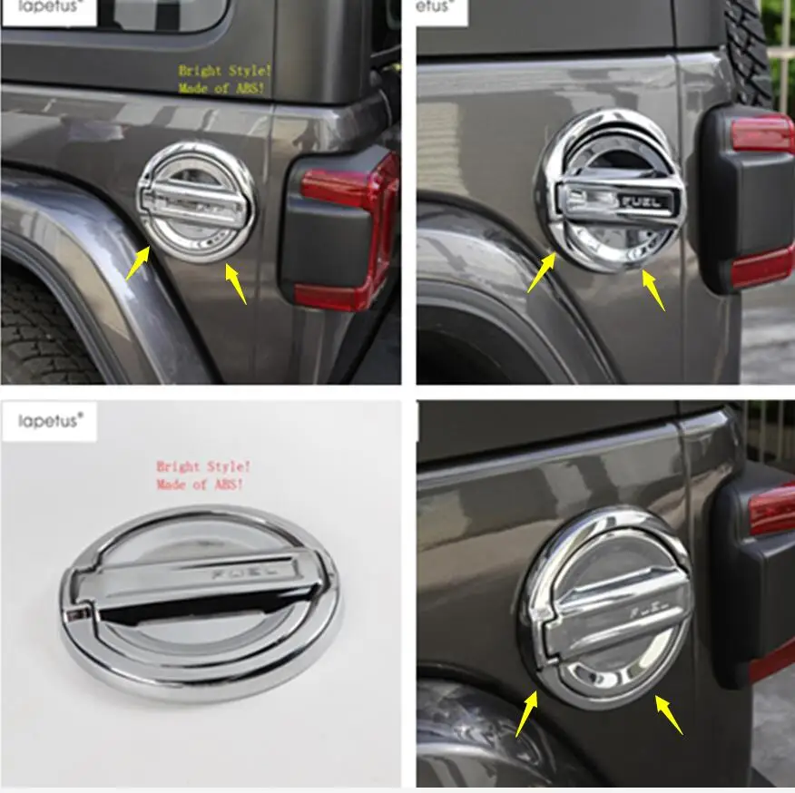 

Lapetus Accessories For Jeep Wrangler JL 2018 - 2022 Chrome Bright Oil Fuel Gas Tank Cap Protection Molding Cover Kit Trim / ABS