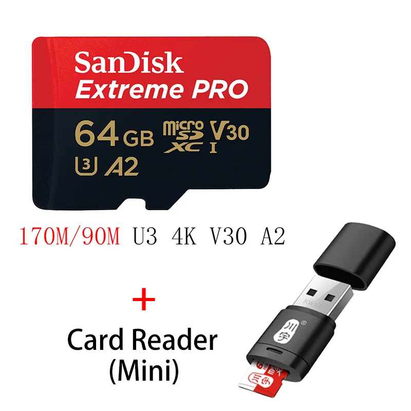 SQXCY-064G-C286 SanDisk Экстремальный Pro Micro SD карта 128 ГБ 32 ГБ 64 Гб 256 Гб 400 Гб U3 4 K карта памяти 32 64 128 ГБ Флэш-карта SD/TF MicroSD для телефона - Емкость: SQXCY-064G-C286
