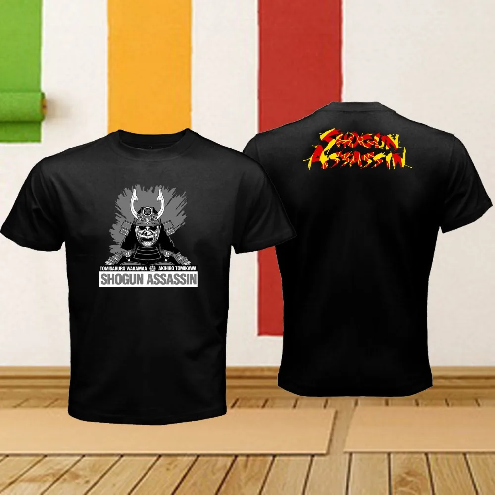 Мужская черная футболка в стиле ретро с логотипом Assassin Shogun черно белая масках двойной стороной 2019|Мужские