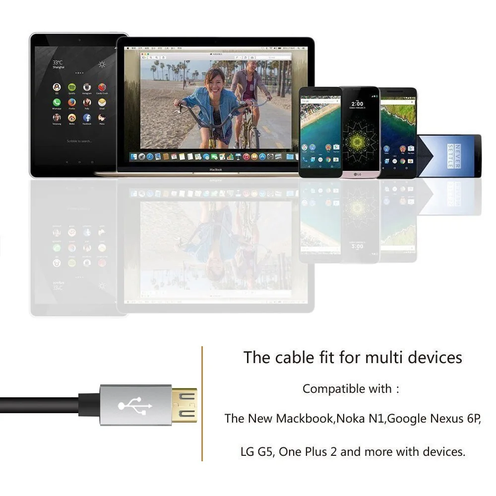 Кабель Micro USB для быстрой зарядки телефона адаптер и передачи данных Samsung Xiaomi Huawei