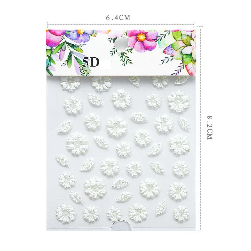 Наклейка для дизайна ногтей с выгравированным акриловым рисунком 5D белая
