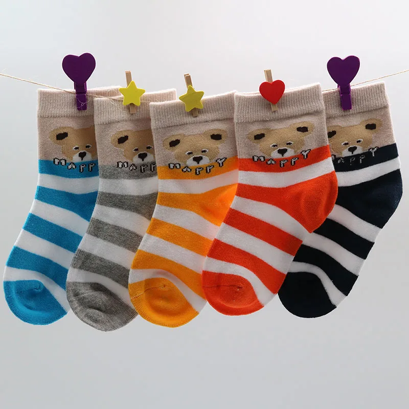 Apakowa/5 пар/партия детские носки из 100% хлопка милые однотонные короткие тапочки для