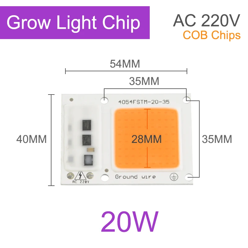 Grow Light 20W Kaguyahime 220 В светодиодный COB Чип 20 Вт 30 Вт 50 Вт 100 вт DIY прямоугольный Чип Прожектор без необходимости драйвер Светодиодный прожектор для выращивания растений - Испускаемый цвет: Grow Light 20W