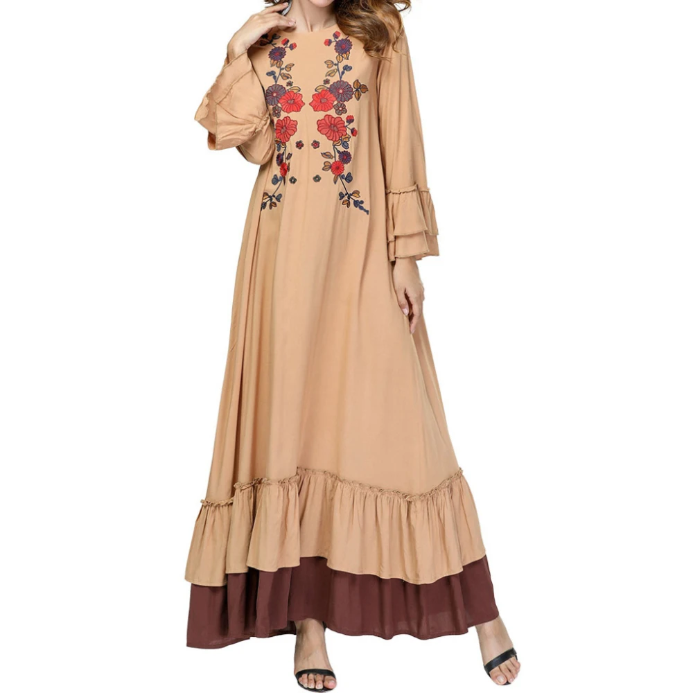 Женское вечернее платье Бохо с круглым вырезом и оборками длинное большие