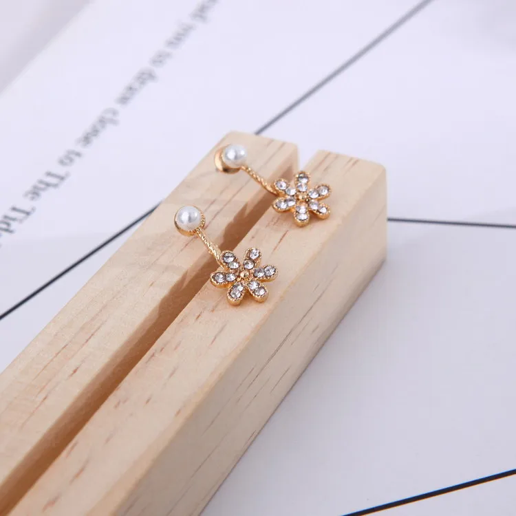 Простые стильные серьги с кристаллами пять листьев цвета золота и серебра для женщин, жемчужные капли Бринкос женские украшения в подарок.