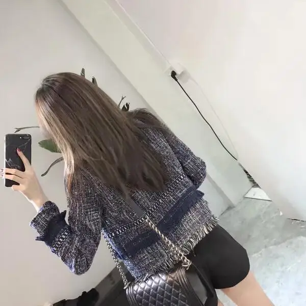 2018 осенне-зимняя маленькая ароматная твидовая куртка пальто для женщин Кардиган