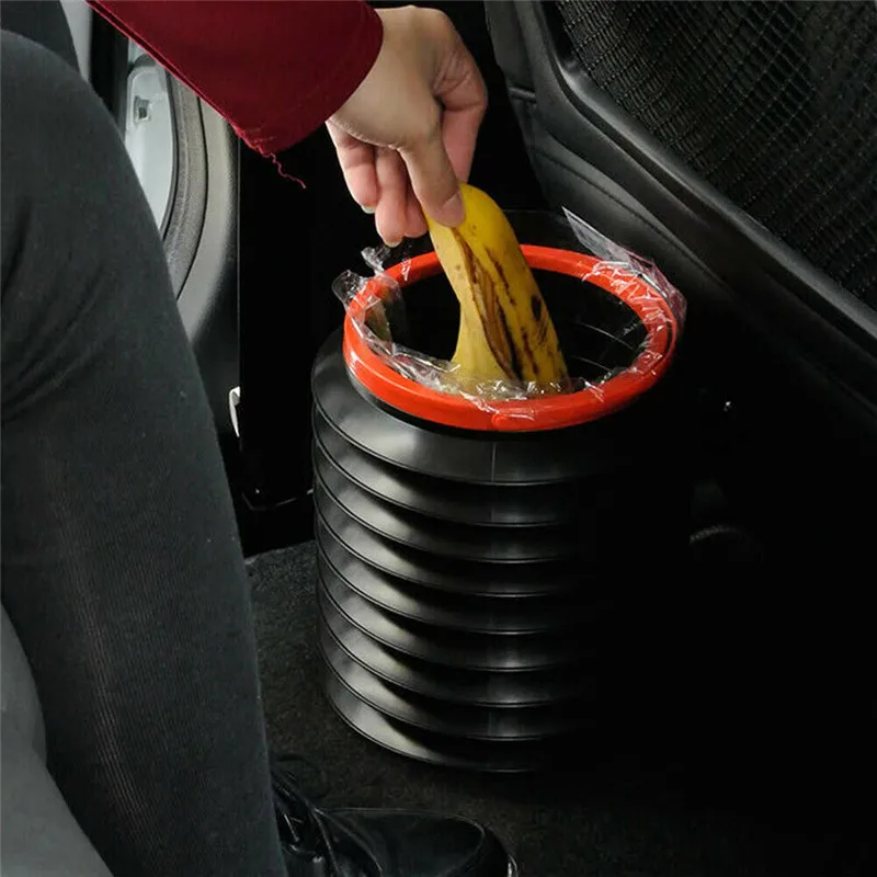 Большая уличная складная корзина для отходов черная портативная мусорная