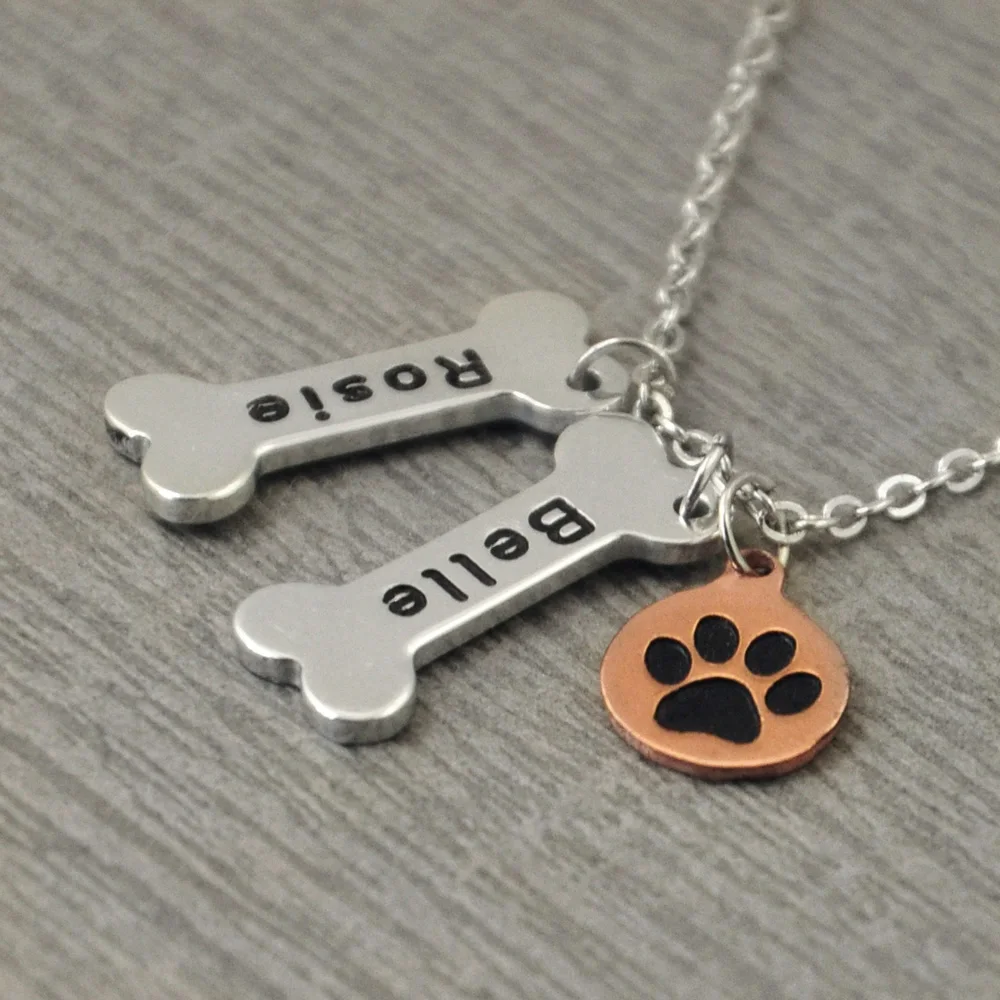 Персонализированное ожерелье собаки ошейник с принтом костей и собачьих лап