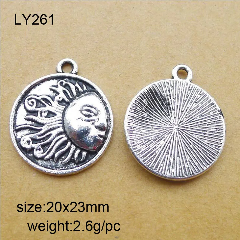 

25pcs/lot 20x23mm Vintage Silver Alloy Sun Charms Jewelry Pendant