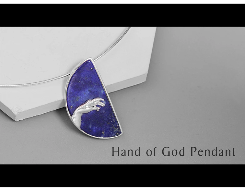 Lotus Fun реальные 925 пробы серебро ручной работы Fine Jewelry рука Бога от Сотворение Адама кулон без Цепочки и ожерелья Для женщин