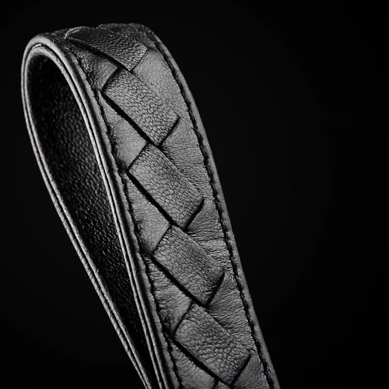 QOONG Плетеный брелок ручной работы из натуральной кожи металлические брелки для