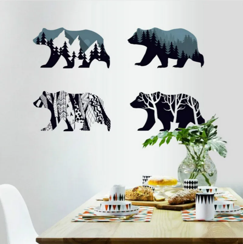 Креативные наклейки на стену белого медведя художественные для спальни гостиной