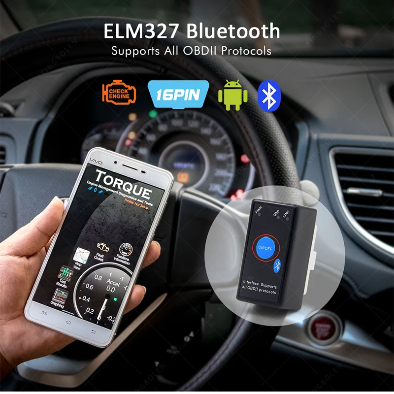 ELM327 V1.5 автомобильный диагностический сканер с чипом PIC18F25K80 Bluetooth CAN BUS OBD OBDII