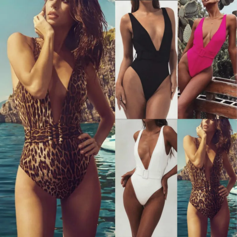 Соблазнительные весенне-летние бикини 2019 женский слитный купальник леопардовой