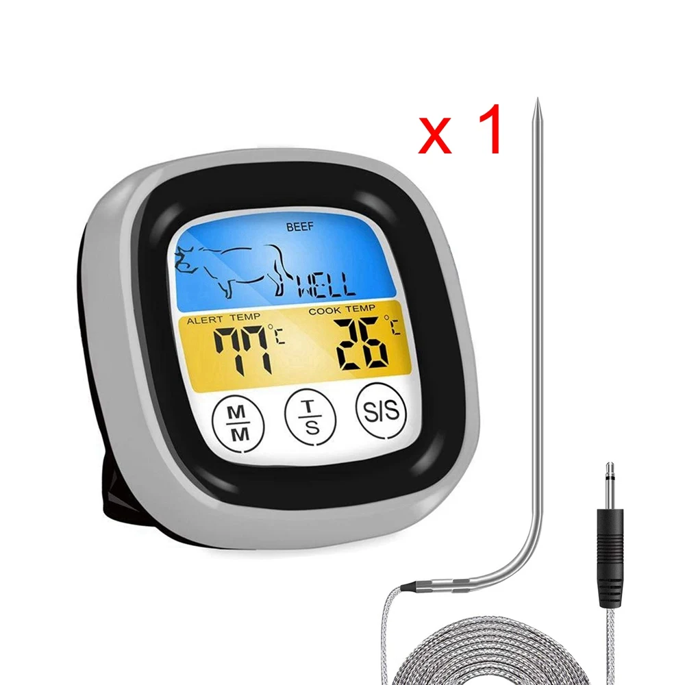 with 1 sensor Цифровой термометр для духовки, измеритель температуры для выпечки мяса, датчик из нержавеющей стали, Цифровые кухонные инструменты для выпечки - Цвет: with 1 sensor