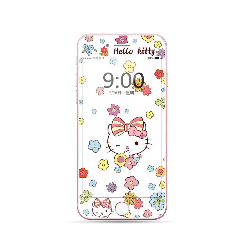 Закаленное стекло для защиты экрана для iPhone 6, 6s Plus, 7, 8 Plus, Kitty Cat, мультфильм, защитное полное покрытие, 3D пленка с закругленными краями SH04 - Цвет: 84