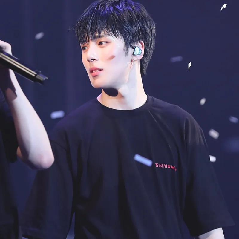 Monsta x KPOP пальто 2018 Корейская версия хлопковая футболка с коротким рукавом мужская