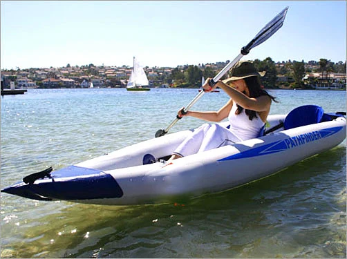 2 person pathfinder canoe inflatable boat sport kayak 400*90cm include seat+foot pump+2 paddle+carry bag | Спорт и развлечения
