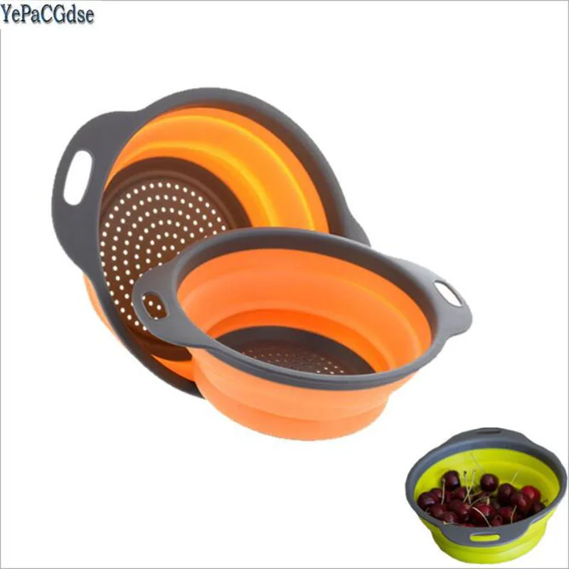 2 шт./компл. складной силиконовый дуршлаг корзина для мытья овощей и фруктов