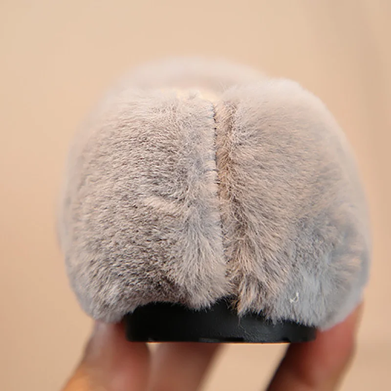 Зимняя детская обувь теплая с толстым мехом для мальчиков и девочек лоферы