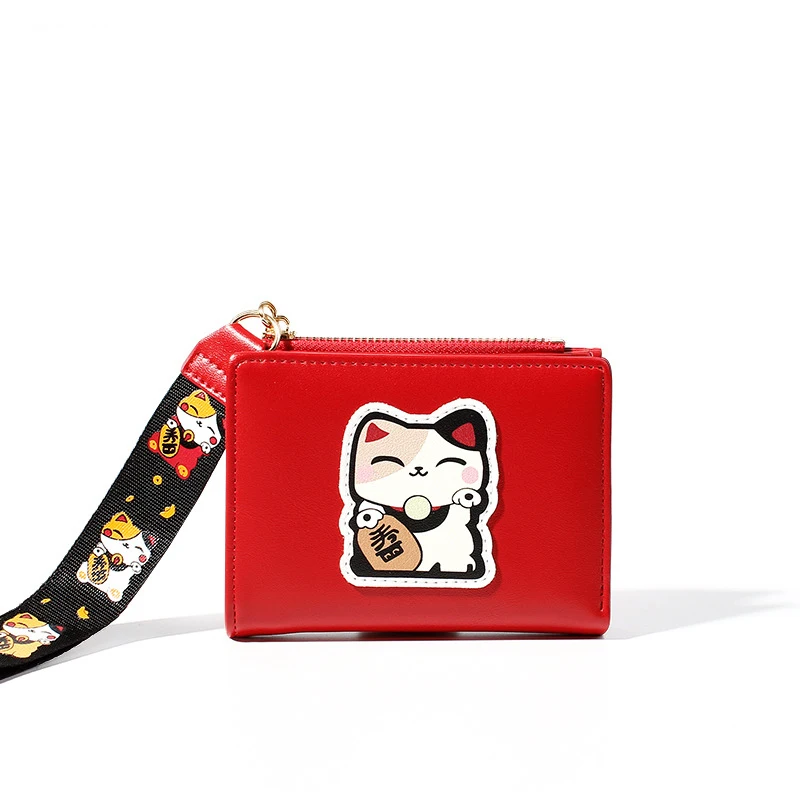 Maneki Neko Fortune Cat для женщин Kawaii маленький кошелек ленты ID держатель для карт Фестиваль леди милый клатч из искусственной кожи Деньги Портмоне