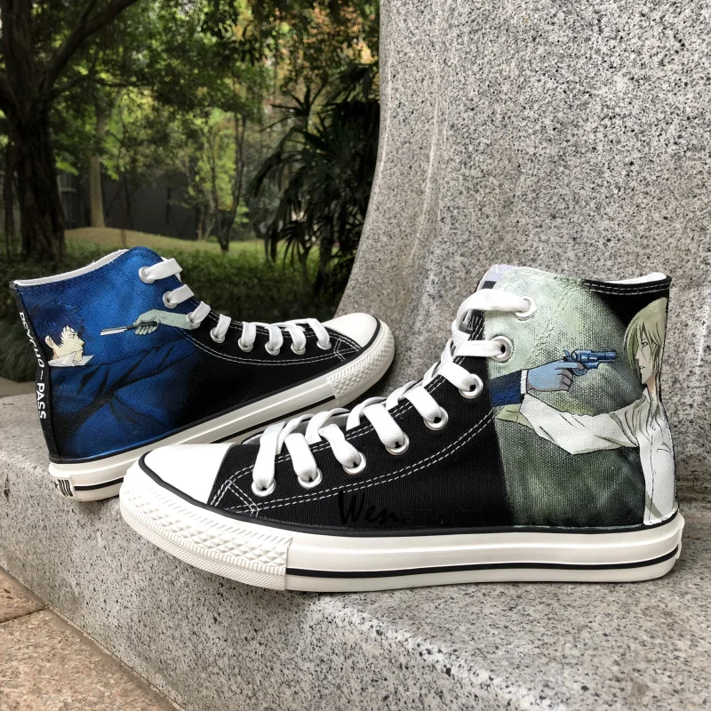 Черные холщовые кроссовки Вэнь для мужчин и женщин унисекс|high canvas sneakers|sneakers