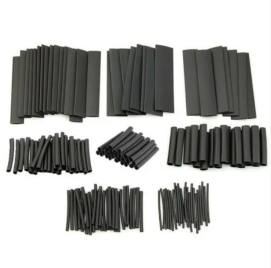 

127PCS box-packedPolyolefin 2:1 Halogen-Free Heat Shrink Tubing Tube Assortment Sleeving Wrap Tubes Black Color