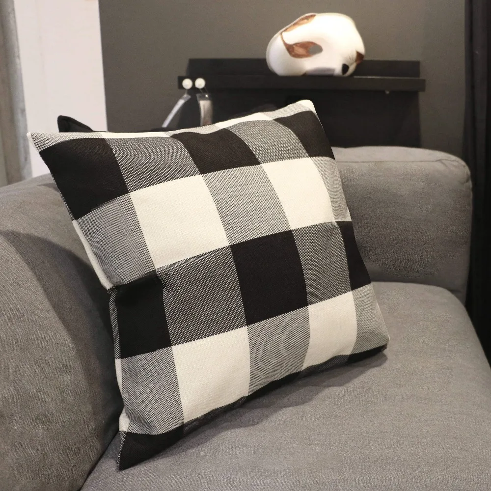 1 шт. буйвола домашние тапочки в клетку для подушек декоративные наволочки черный