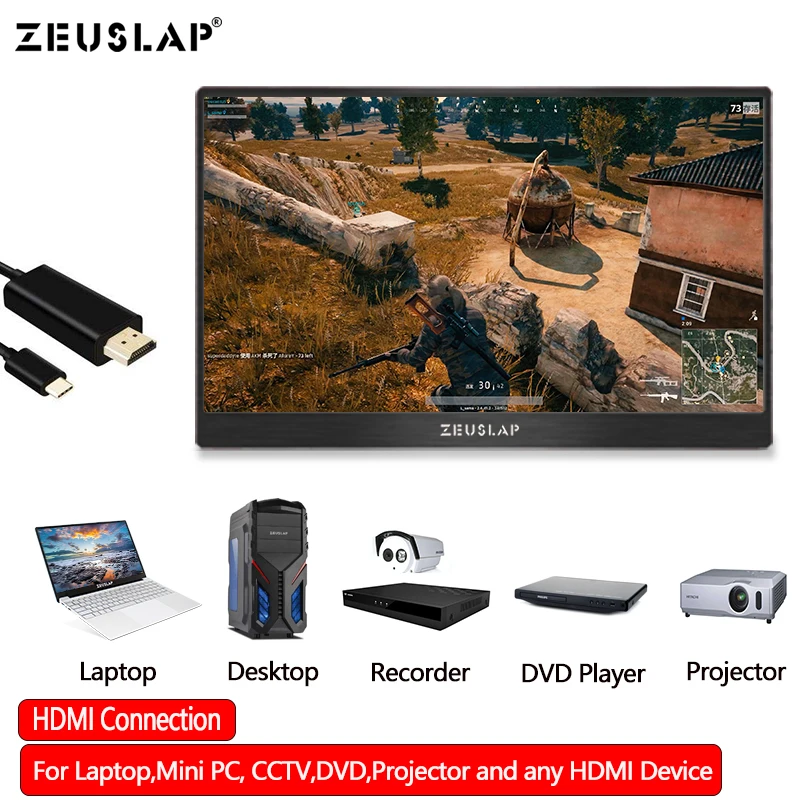 15,6 дюймовый экран монитор Портативный Ультратонкий 1080P ips HD usb type C дисплей для ноутбука телефона xbox Switch и PS4