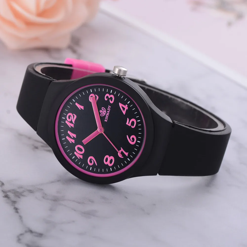 Модные женские часы с силиконовым ремешком Женские однотонные повседневные