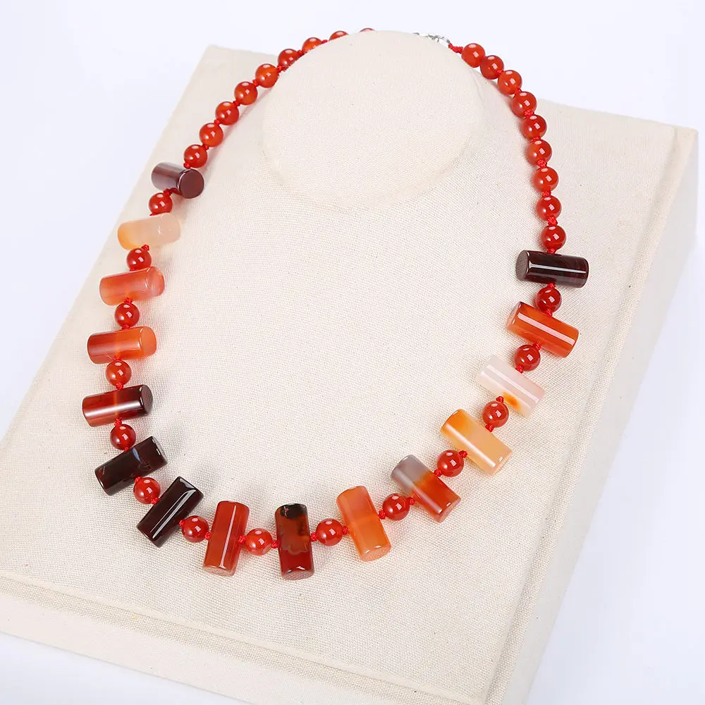 AAA RED Achat Halskette Frauen Schmuck винтажный мощный Naturstein Edelstein Weibliche Reiki Colar Feminino rosenкварz цепь с