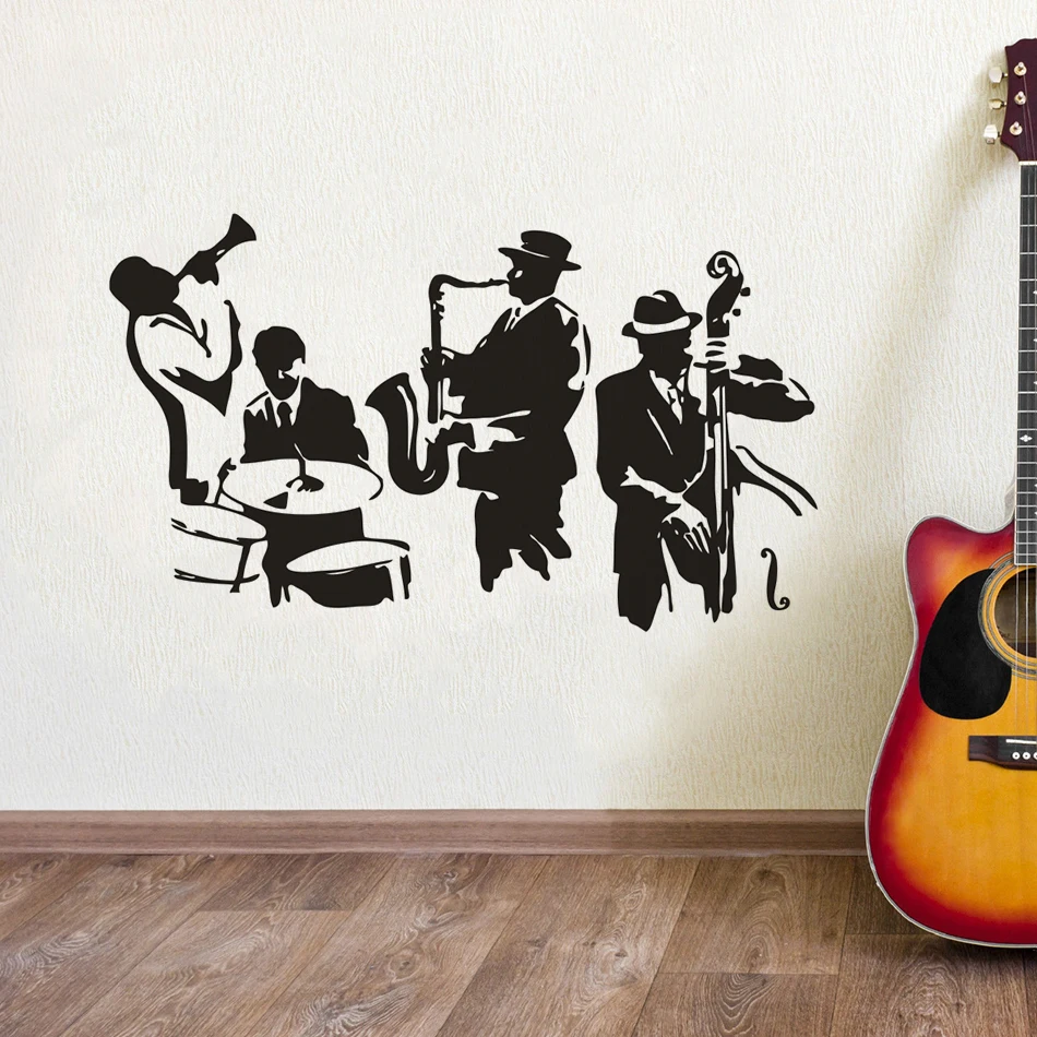 Виниловая наклейка на стену для музыкального проигрывателя инструменты
