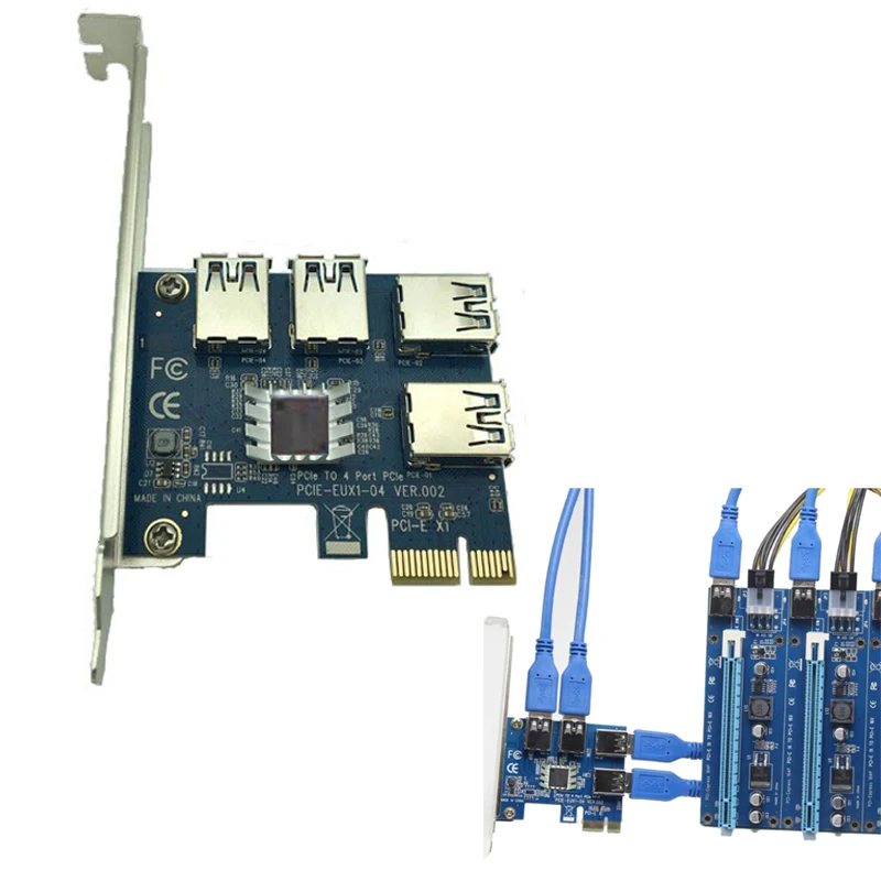 Плата расширения PCI E Express плата PCIE от 1 до 4 адаптер USB 3 0 1x к портам переходная карта