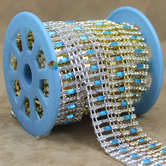 Набор разноцветных багетов цепочка из чешского хрусталя стразы для костюма