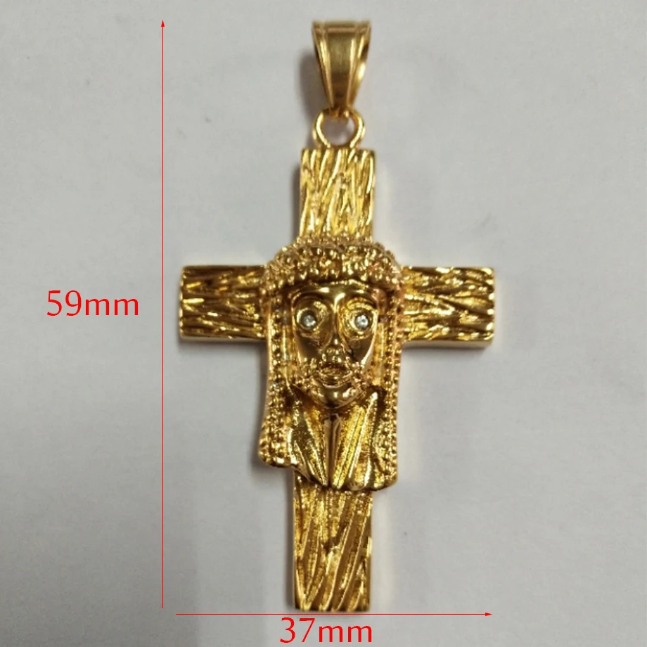 Винтажное ожерелье с крестом подвеска распятием Иисуса 4 размера золотой цвет