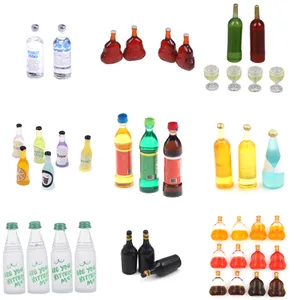 Один набор бутылка вина кукла еда Кухня Аксессуары для гостиной 1:12 весы кукольный домик Миниатюрная игрушка Моделирование бутылки вина