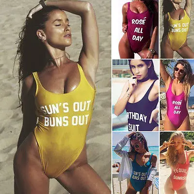 1 шт. купальник с буквенным принтом Цельный сексуальный женский 5 видов цветов