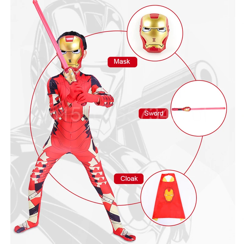 Мстители Железный человек косплей костюмы для детей и взрослых 3DPrinting Superhero