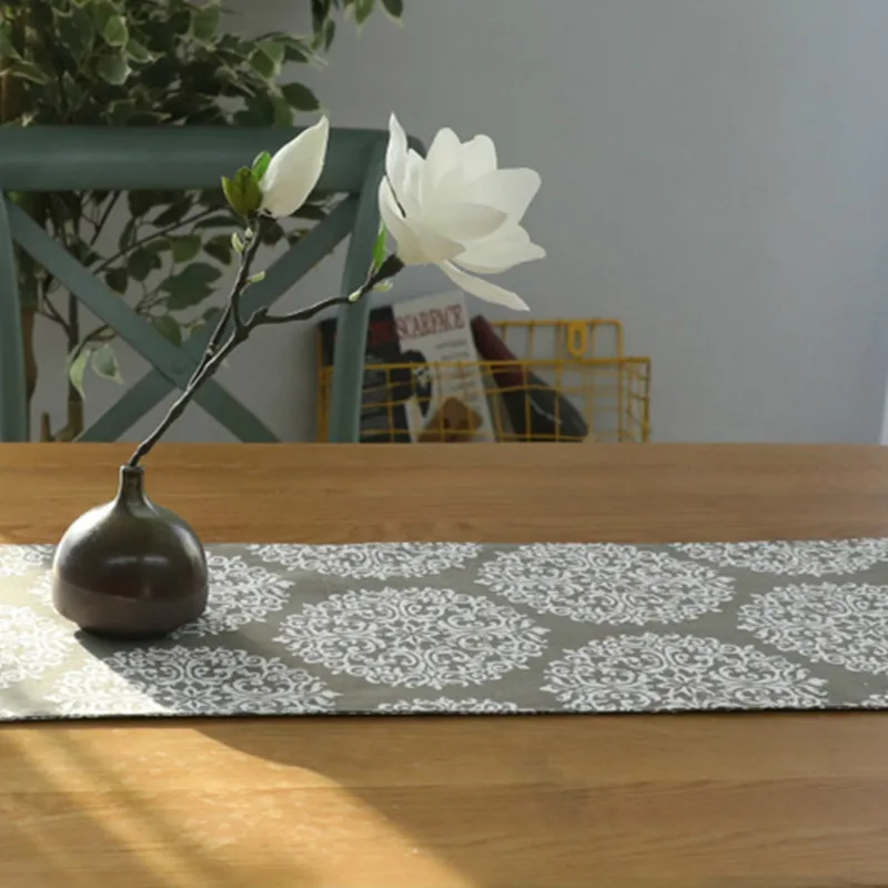 Белая большая настольная дорожка с цветами Decoracion Mesa Hogar из хлопка и льна Chemin De Table Tafelloper вечерние свадебные украшения
