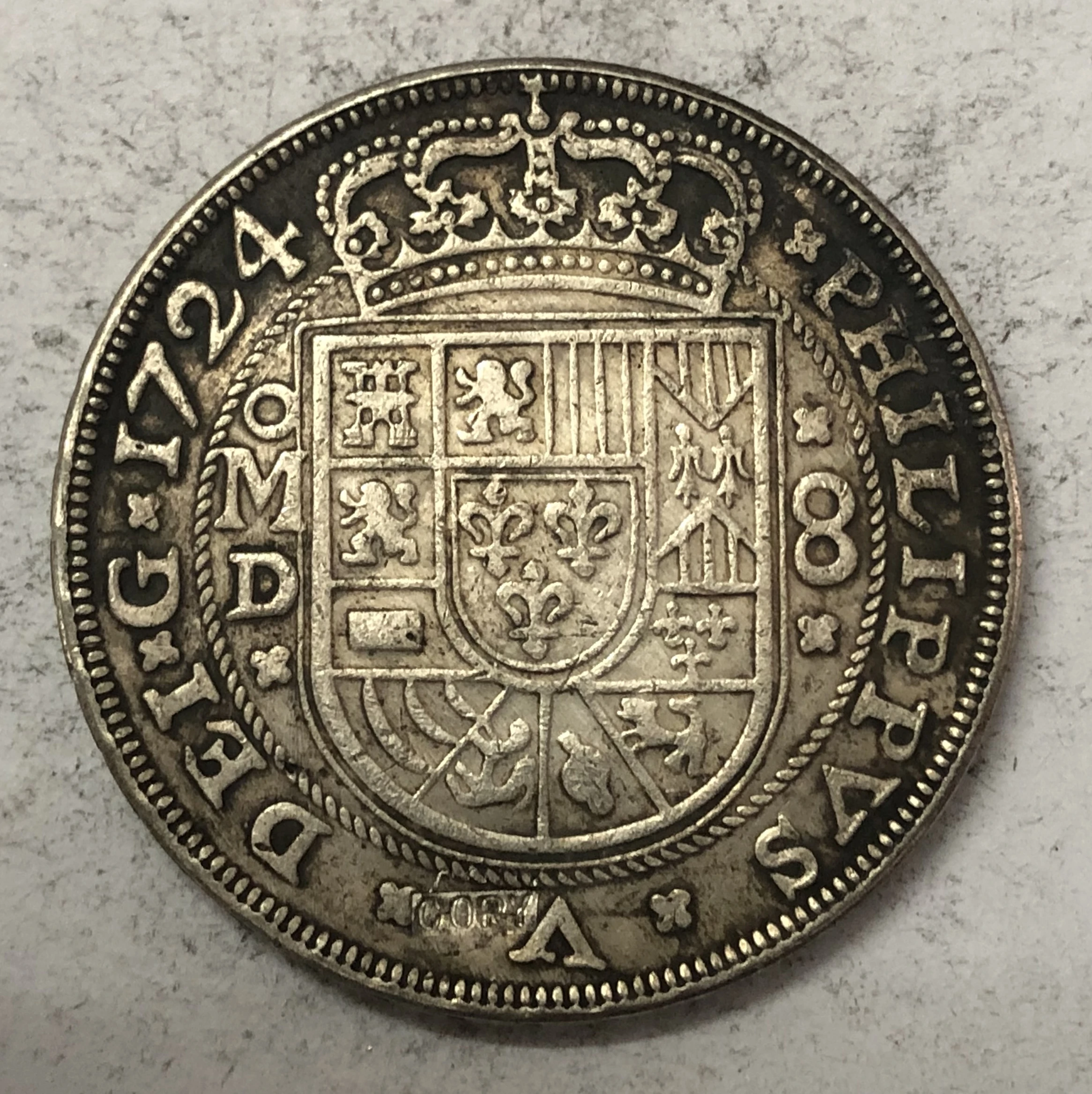 1724 (Mo J) Мексика 8 реалов Felipe V КОПИЯ монета|Безвалютные монеты| |