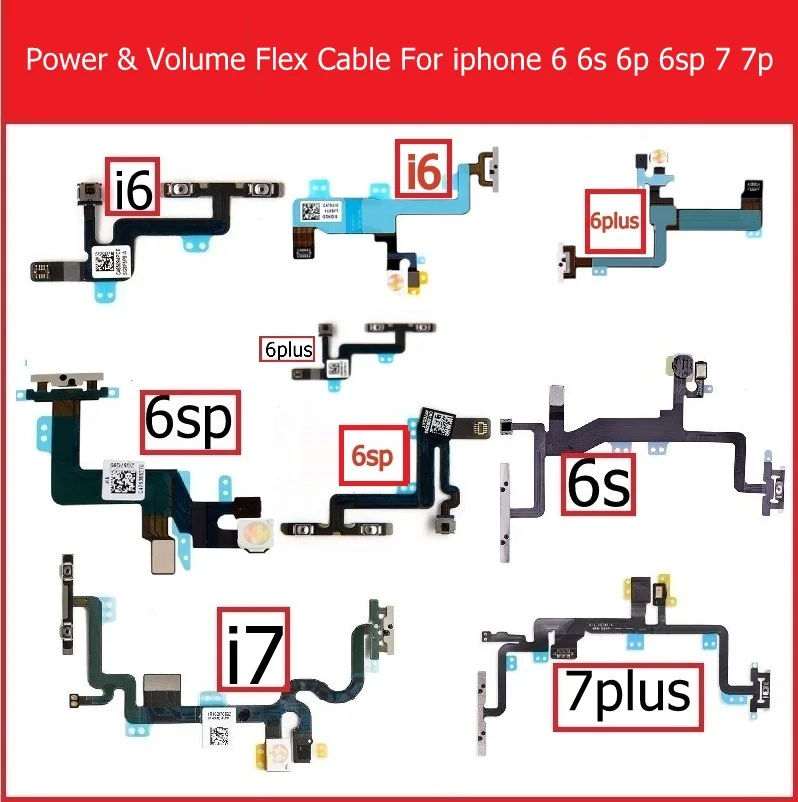Настоящий бесшумный гибкий кабель для iPhone 6 6s 7 plus включение/выключение питания и