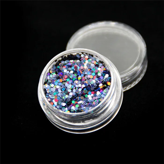 1- holo black 1/24 ''Радужный монохромный УФ-блеск для женщин косметический класс красота тело лицо шестиугольник 1 мм дизайн ногтей Блеск Маникюр - Цвет: 1- holo black