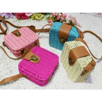 women girl rattan straw bag woven square handbag crossbody beach summer bags