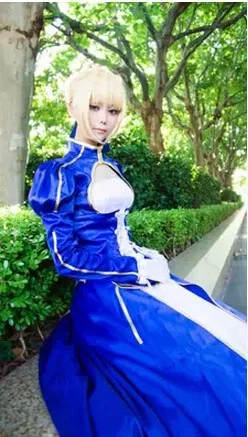Бесплатная доставка Пользовательские Fate zero/Fate Stay Night Saber платье Irisviel синий костюм
