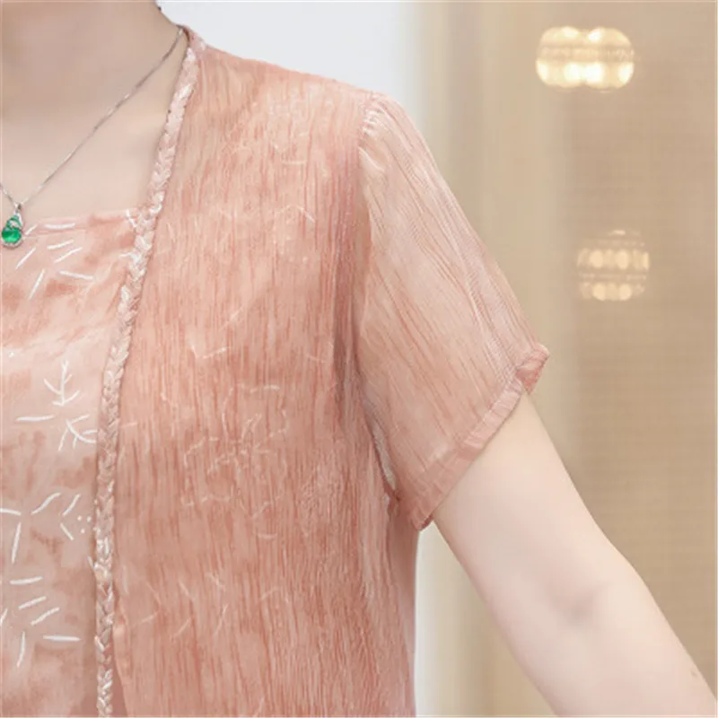 Женское шифоновое платье с цветочным принтом Элегантное летнее из двух