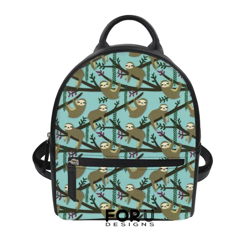 FORUDESIGNS/женские маленькие рюкзаки цветочный милый ленивый принт рюкзак из искусственной кожи подростковый женский туристический рюкзак стильный рюкзачок Mochila - Цвет: L2353Z4