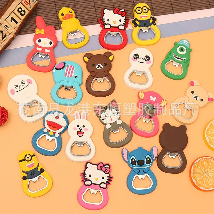 100pcs Creative Cartoon Multifunction Silicone Stainless Steel Bottle Opener Beer Fridge Openers Kitchen Tools Drop Shipping | Дом и сад