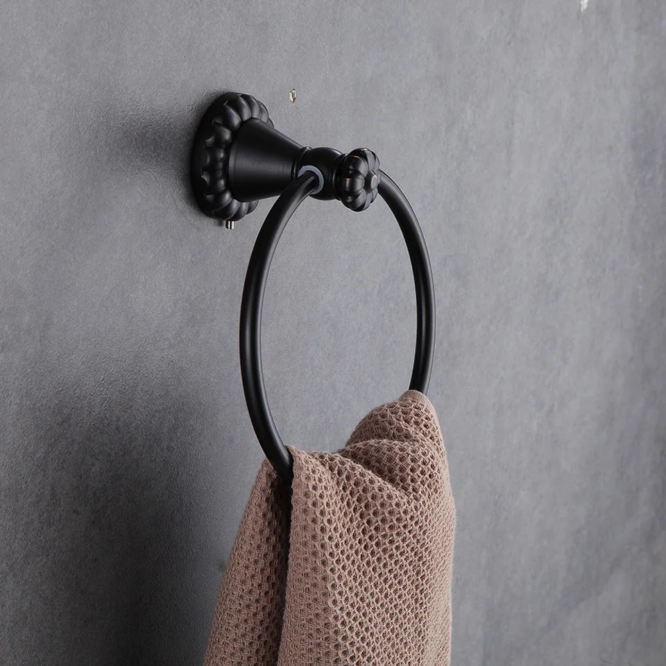 Винтажное черное кольцо для полотенец, аксессуары для ванной комнаты, кольца для полотенец, ретро аксессуары для ванной комнаты, античное латунное кольцо для полотенец